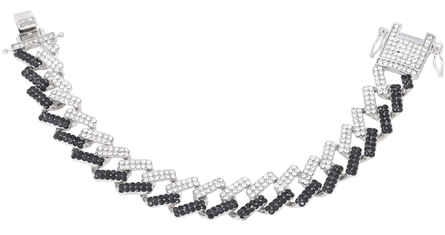 Charles Raymond Bling-ed Out Silver Round Luxury Mens Watch w/Bling-ed Out Bracelet - L0504B