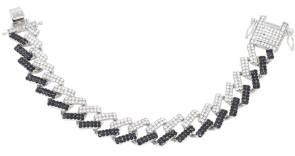 Charles Raymond Bling-ed Out Silver Round Luxury Mens Watch w/Bling-ed Out Bracelet - L0504B