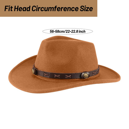 Ibeauti Cowboy Hat with Fringed Bandana Set for Women Wide Brim Western Cowgirl Hat Paisley Head Wrap Scarf