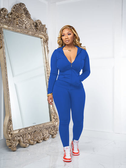 PINSV Women Two Piece Outfits Workout Sets Bodycon Tracksuit Long Sleeve Zip Up Hoodie Jacket Jogger Matching Sweat Pants Set