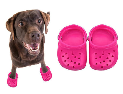 4 PCS Small Dog Sandals, Shoes for Dogs, Candy Colors Dog Sandals for Photo, Doggy Rubber Slipper Shoes Pink