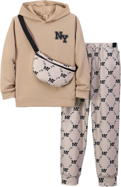 PureChapter Boys' Fashion 3Pcs Pullover Hoodies Sweatshirt Suit Crossbody Bag Stylish Clothes Kids Clothes