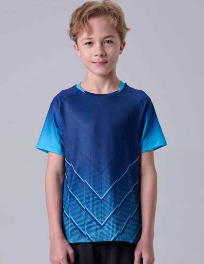 5 Pack Boys Athletic Shirts, Youth Activewear Dry Fit Tshirts for Kids, Short Sleeve Tees, Bulk Athletic Performance Clothing