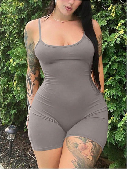 GORGLITTER Women's Backless Rompers One Piece Workout Jumpsuit Open Back Ruched Gym Shorts Bodysuit Unitard Dressy 2025