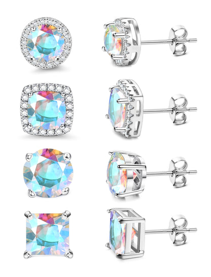 MILACOLATO Cubic Zirconia Stud Earrings for Women Men | 18K Gold Plated Hypoallergenic Sterling Silver Post Earrings | Big Brilliant Simulated Diamond CZ Halo Stud Earrings for Sensitive Ears