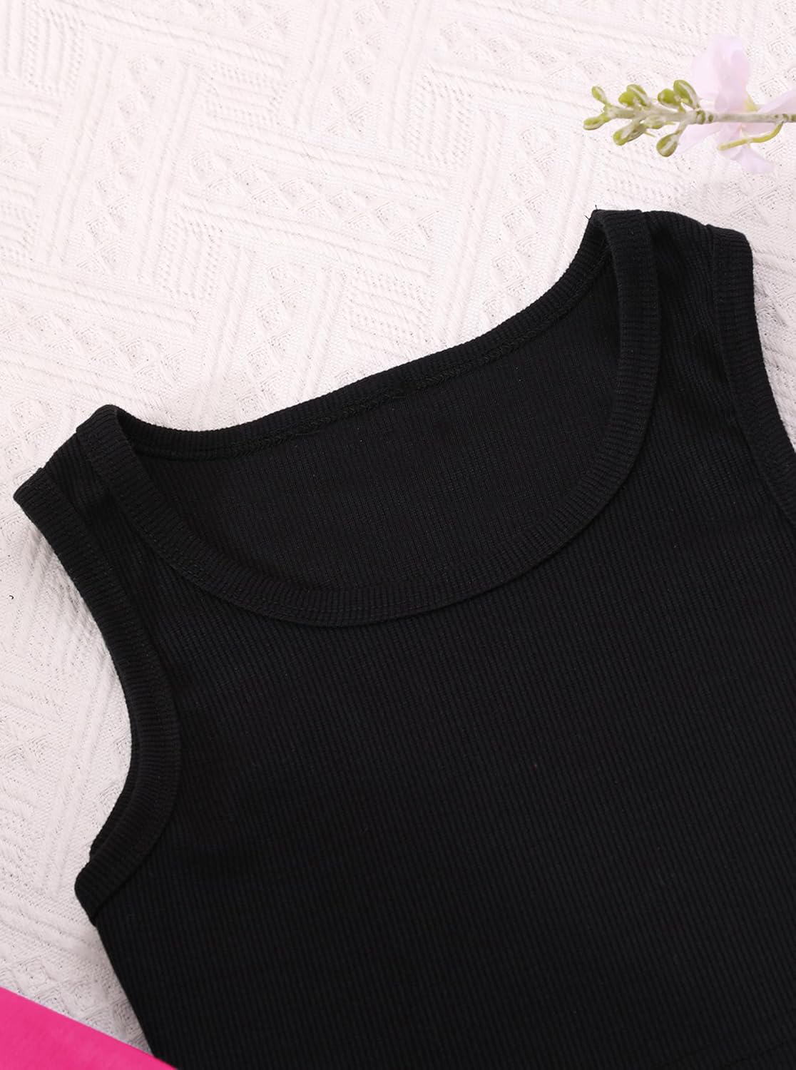 Hilinker Girls Graphic 3 Piece Outfits Workout Crop Hoodie Ribbed Tank and Sweatpants Set