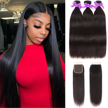 Straight Bundles Human Hair 10A Human Hair 3 Bundles Straight Hair 22 24 26 Inch Brazilian Virgin Deals Human Hair Extensions Natural Color