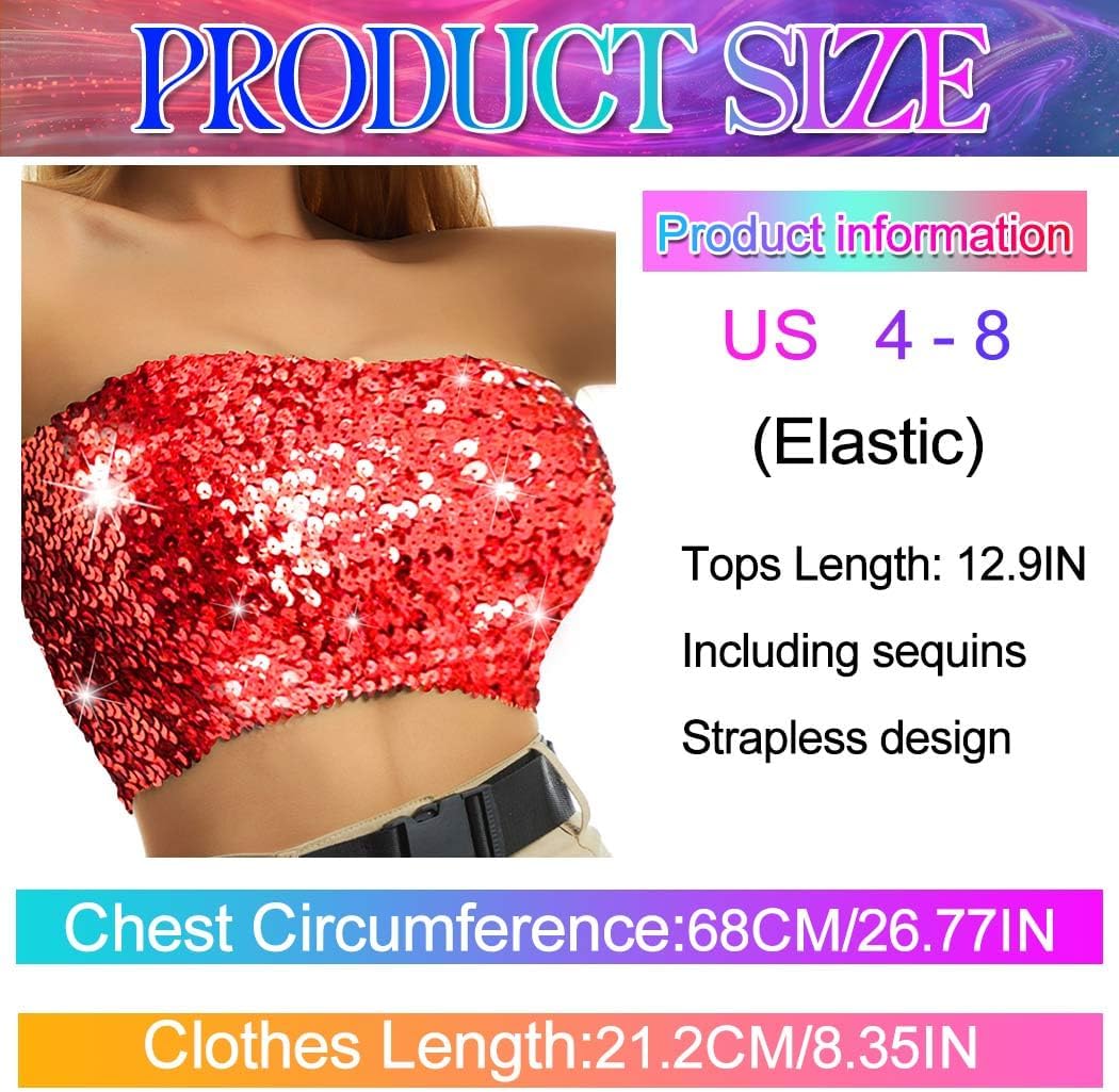 Nicute Sequin Tube Top Sparkly Crop Tops for Women