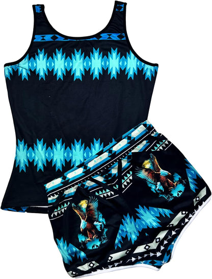 Women’s 2 Piece Pajama Set Novelty Sleeveless Tank Top and Shorts with Animal Print Comfortable Sleepwear