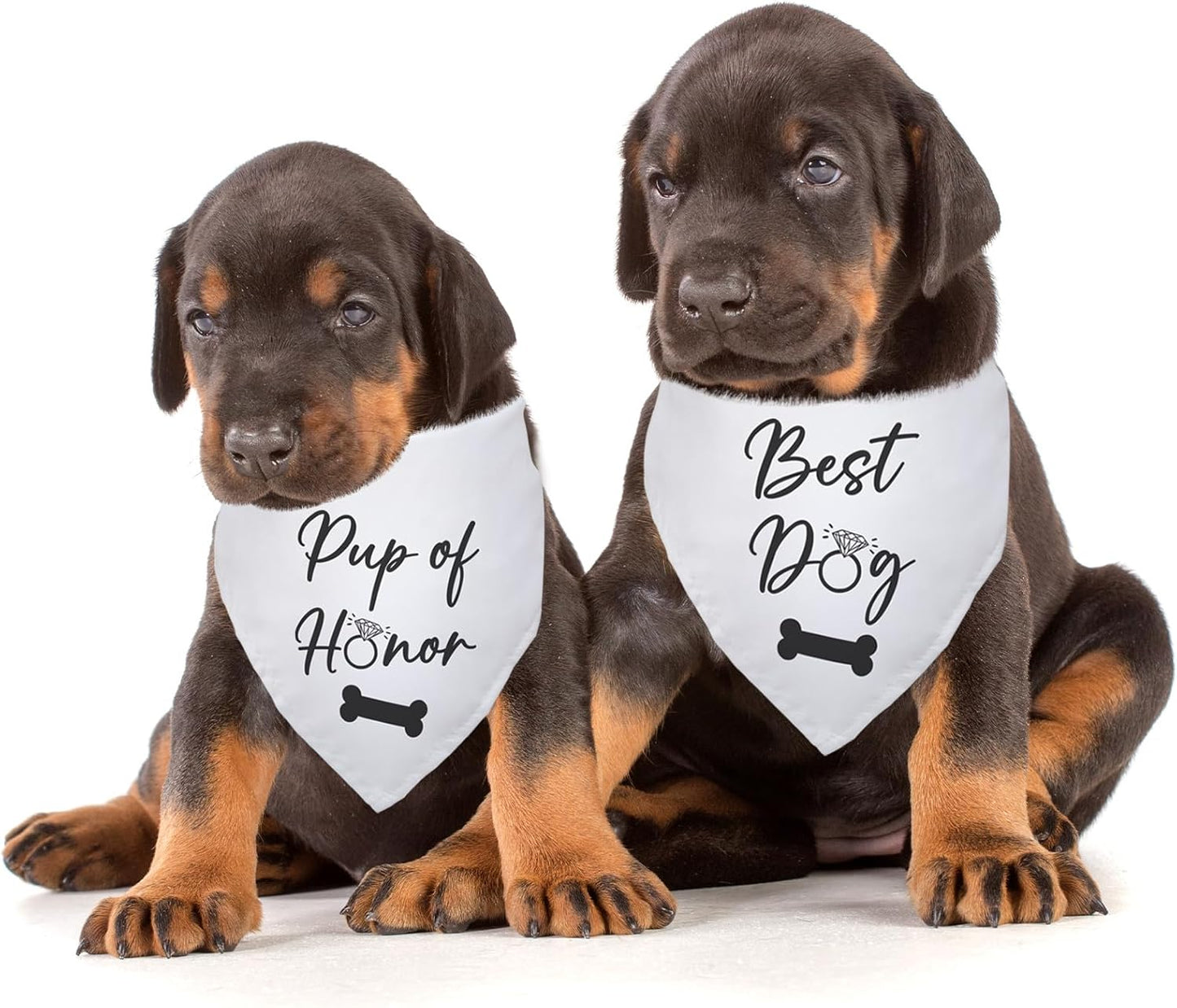 Pup of Honor Best Dog Bandana Wedding Dog Bandana Bridal Party Wedding Engagement Photo Prop Pet Scarf Accessories for Dog Lovers Owner Gift Pack of 2