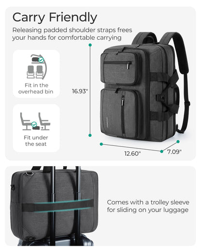 BAGSMART 3 In 1 Laptop Bag for Men, Computer Briefcase 17.3 Inch Laptop Water-Repellent Shoulder Bag, Computer Bag Business Travel Office, Black