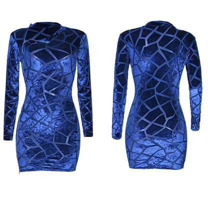 Uni Clau Women Sexy Sheer Mesh Boydcon Midi Dress See Through Printed Long Sleeve Midi Skinny Clubwear Party Dress
