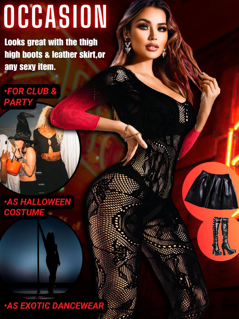 Women Sexy Body Stockings, Fishnet Bodysuit Glow Party Rave, Exotic Dancer Wear Fishnets Lingerie Outfits Plus Size