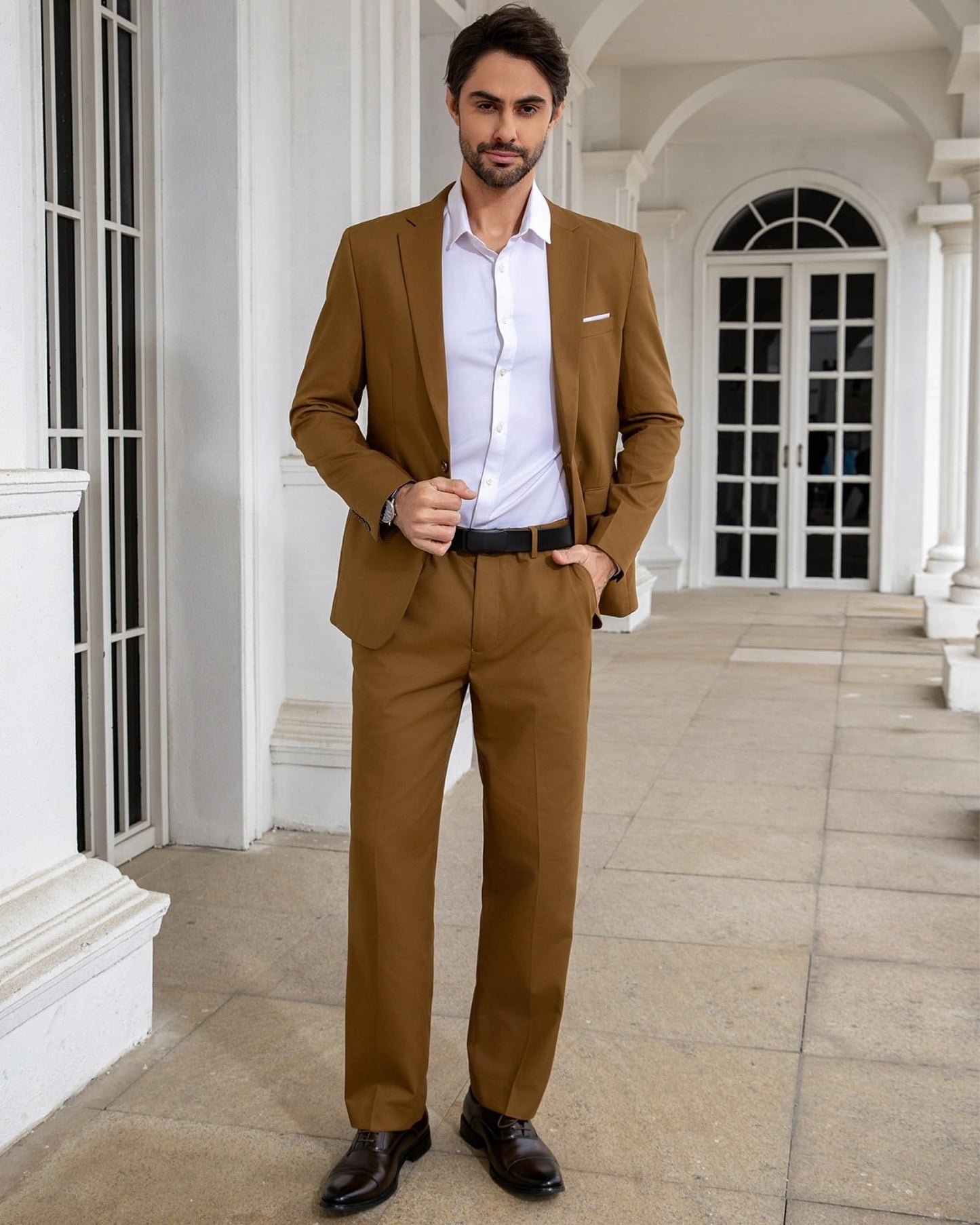 Cloudstyle Mens 3-Piece Suit Notched Lapel One Button Slim Fit Formal Jacket Vest Pants Set