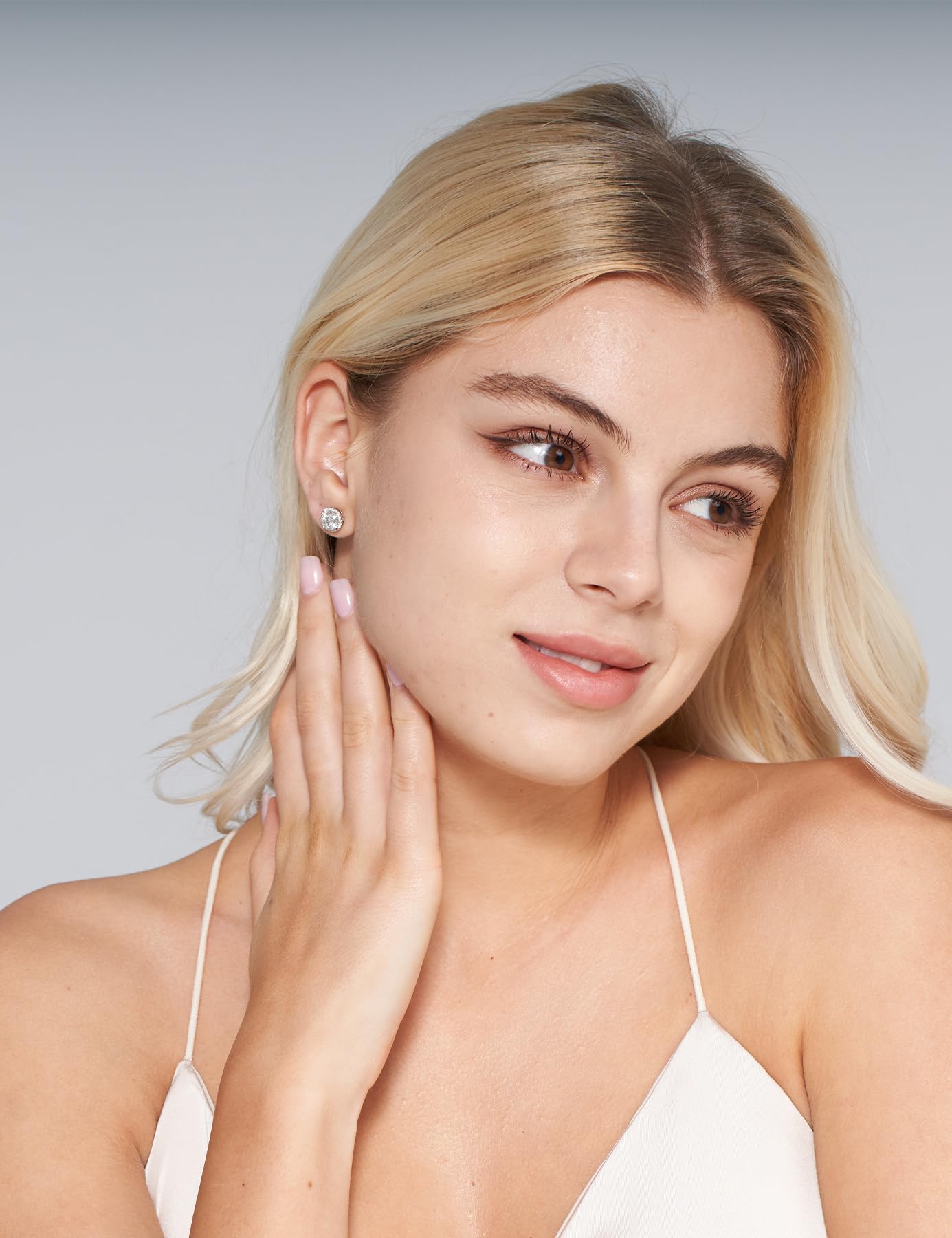 IMOLOVE Moissanite Stud Earrings for Women in Sterling Silver Hypoallergenic 1-3CT D Color Round Cut Moissante Earrings