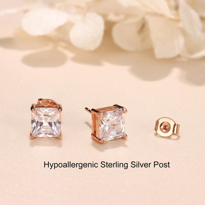 MILACOLATO Cubic Zirconia Stud Earrings for Women Men | 18K Gold Plated Hypoallergenic Sterling Silver Post Earrings | Big Brilliant Simulated Diamond CZ Halo Stud Earrings for Sensitive Ears