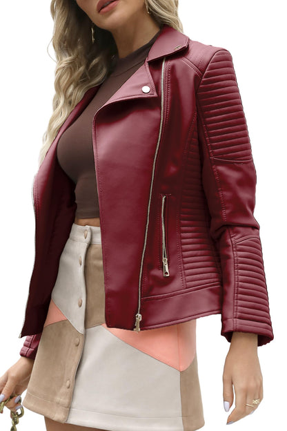 Bellivera Women's Faux Leather Casual Jacket 2025 Spring Trendy Motorcycle Outfits Lightweight Classic Coat
