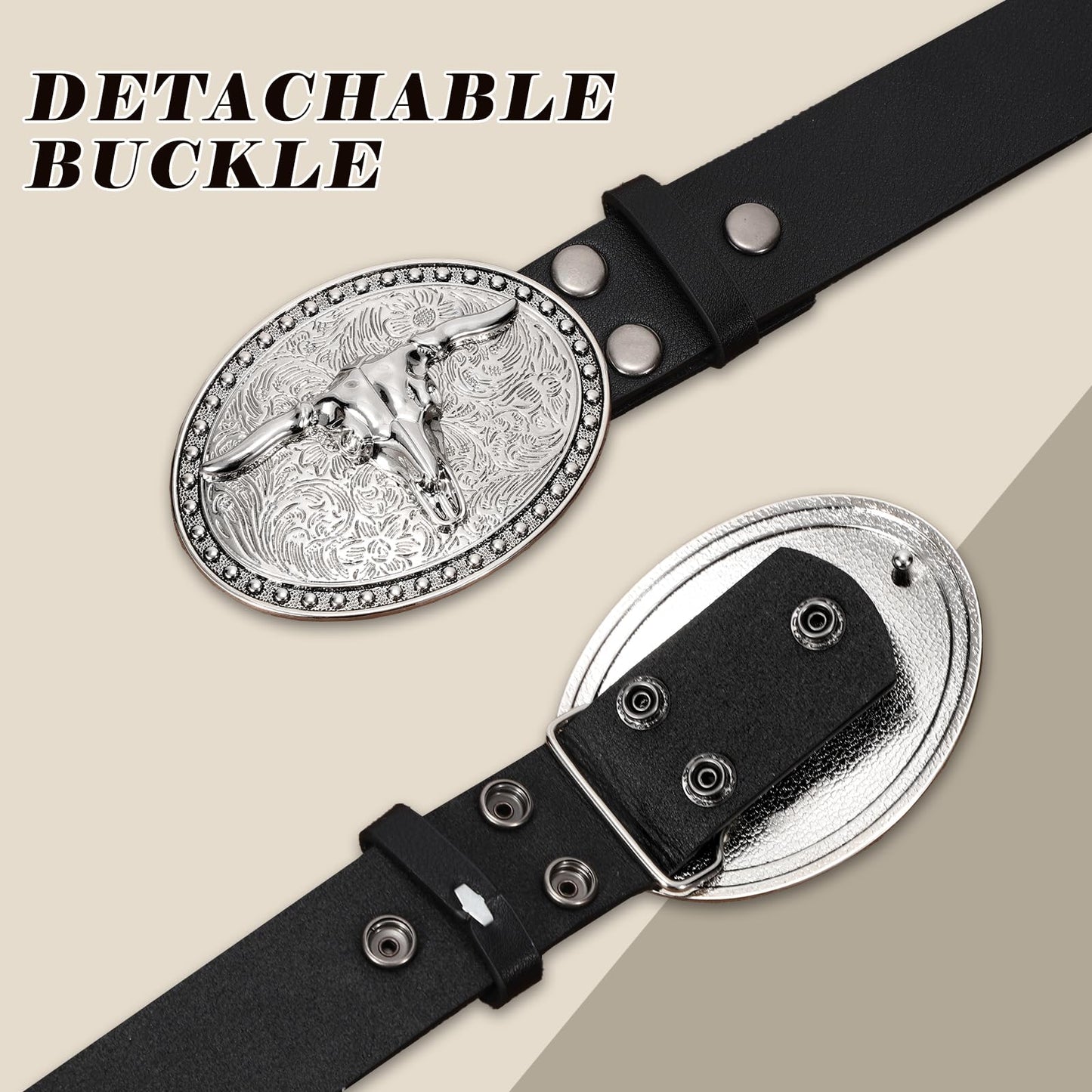 Cowboy Cowgirl Belts for Women Men Western Belts Punk Goth Belt PU Leather Belt With Western Buckle