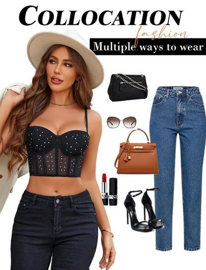 Avidlove Corset Tops For Women Push Up Bustier lingerie Y2K Sexy Going Out Party Club Top