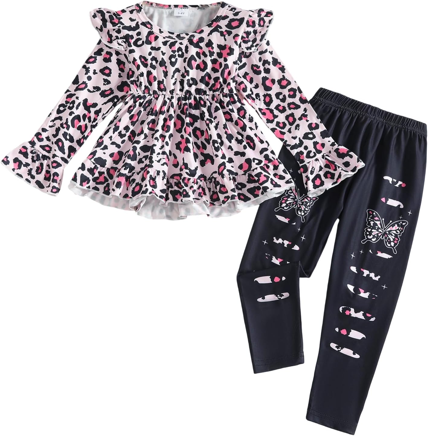Toddler Kid Girl Clothes Ruffle Sleeve High Low Top Floral Allover Pants Fall Winter Outfit Set