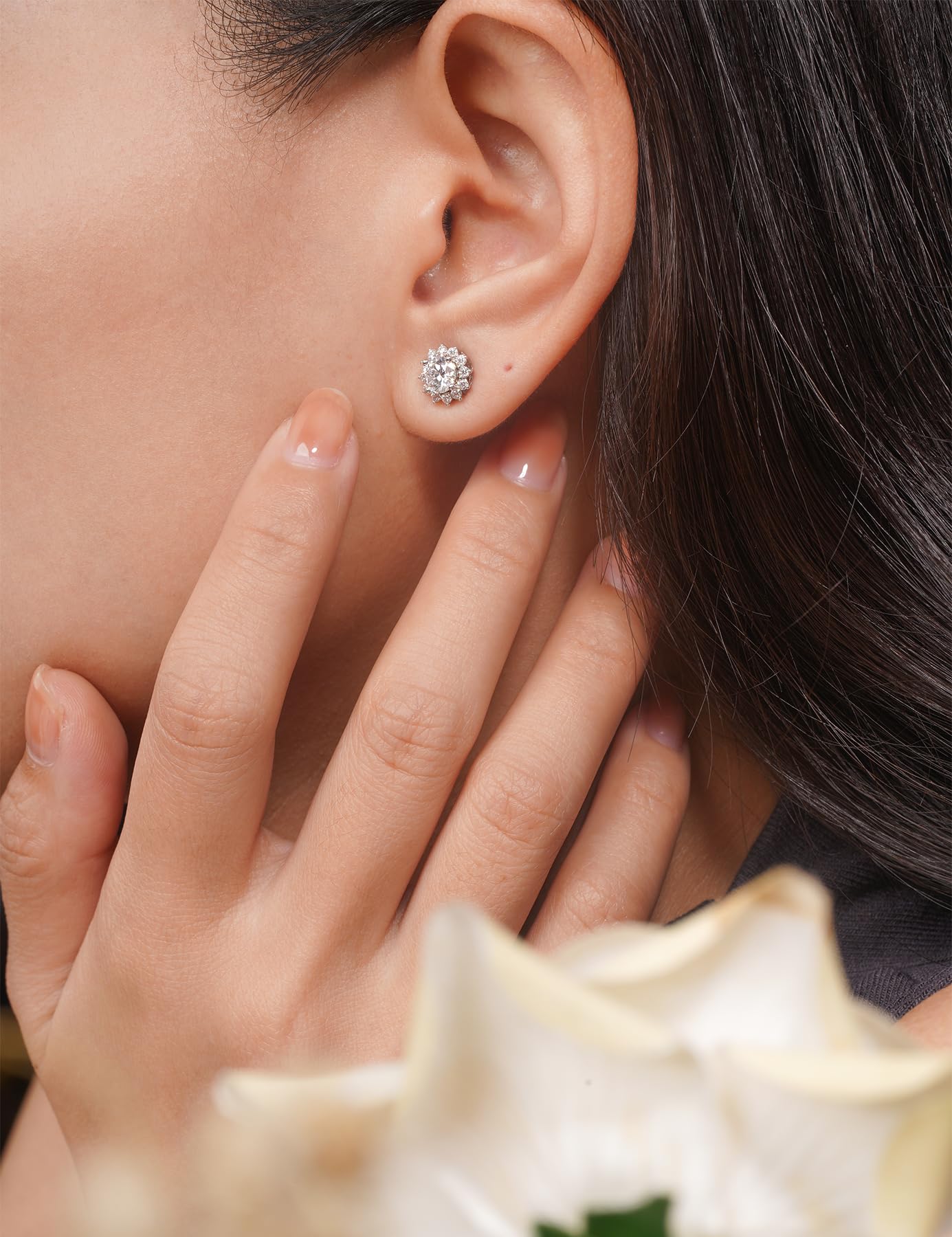 IMOLOVE Moissanite Stud Earrings for Women in Sterling Silver Hypoallergenic 1-3CT D Color Round Cut Moissante Earrings