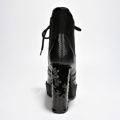 Women's Rhinestone Cowboy Booties - Western Ankle Boots with Pointed Toe, Block Heel & Lace-Up Design for Casual Dress or Party | Stylish Comfortable Short Booties (Nell)