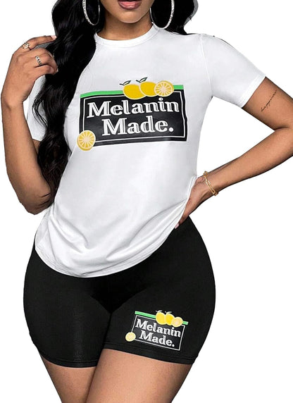 Hilinker Womens 2 Piece Outfits Short Sleeve Top and Shorts Set Summer Workout Casual Tracksuit