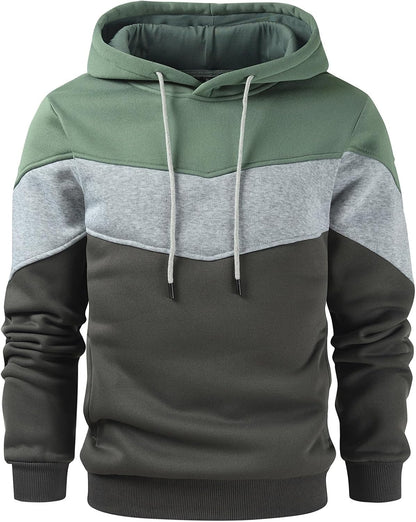 Gesean Men's Novelty Color Block Pullover Fleece Hoodie Long Sleeve Casual Sweatshirt with Pocket