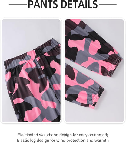 Girls' Clothing Sets Ribbed Knit Crewneck T-Shirt & Camo Print Elastic Waist Pants Girls Clothes Size 6-16Y