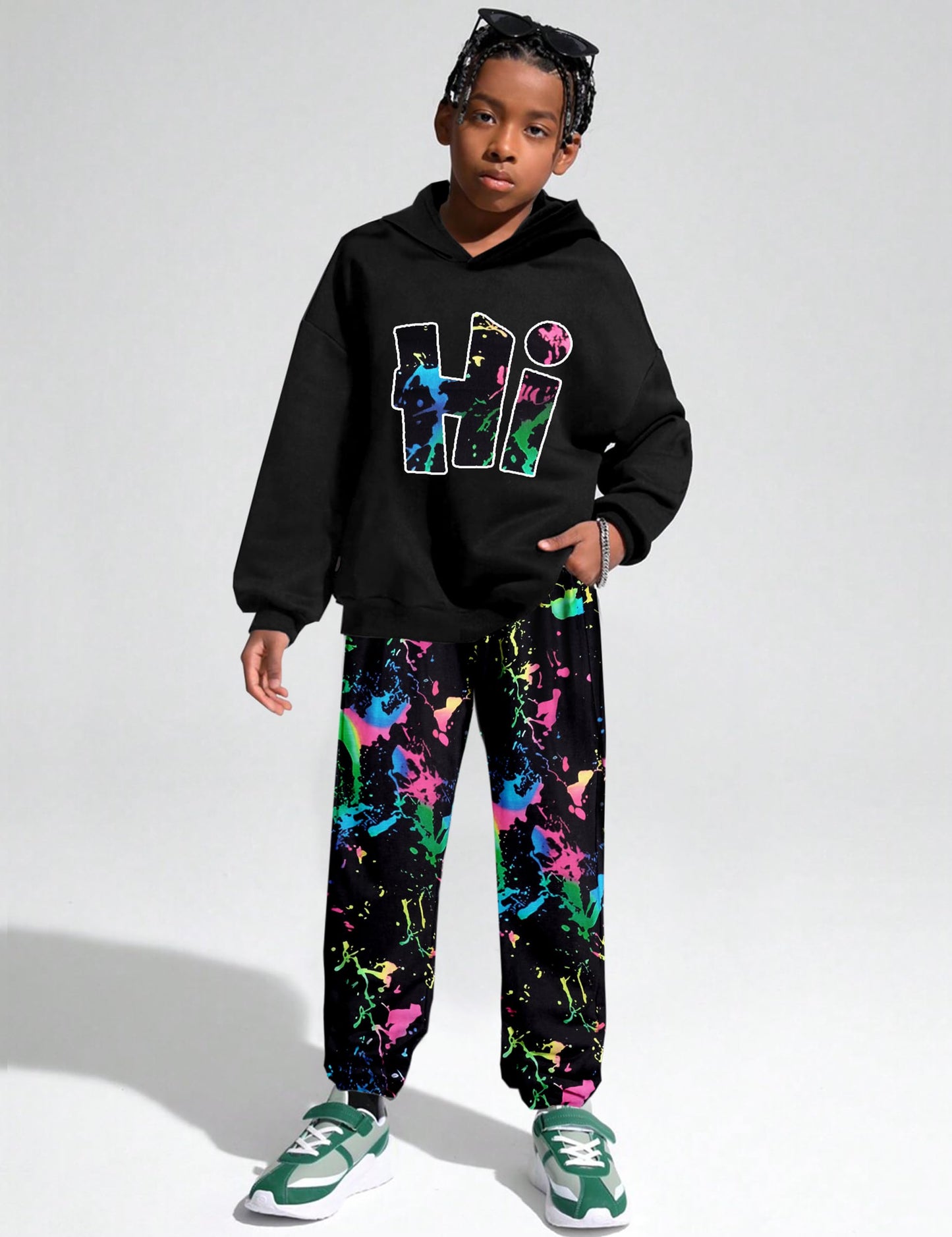 Boys Clothes Camo Boys Outfits Letter Printing Pullover Hoodie and Pants 2Pcs Winter Kids Clothes Boys for 7-14 Years