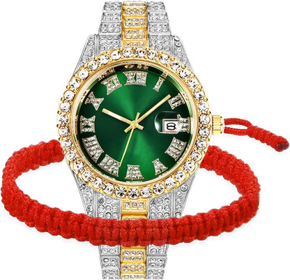 BESTKANG Unisex Luxury Iced Out Watch Mens Diamond Watches Roman Numerals Watches Quartz Analog Wrist Watch