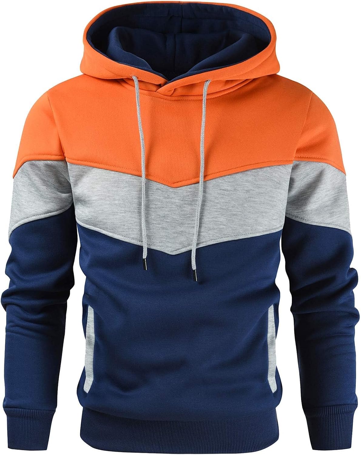 Gesean Men's Novelty Color Block Pullover Fleece Hoodie Long Sleeve Casual Sweatshirt with Pocket