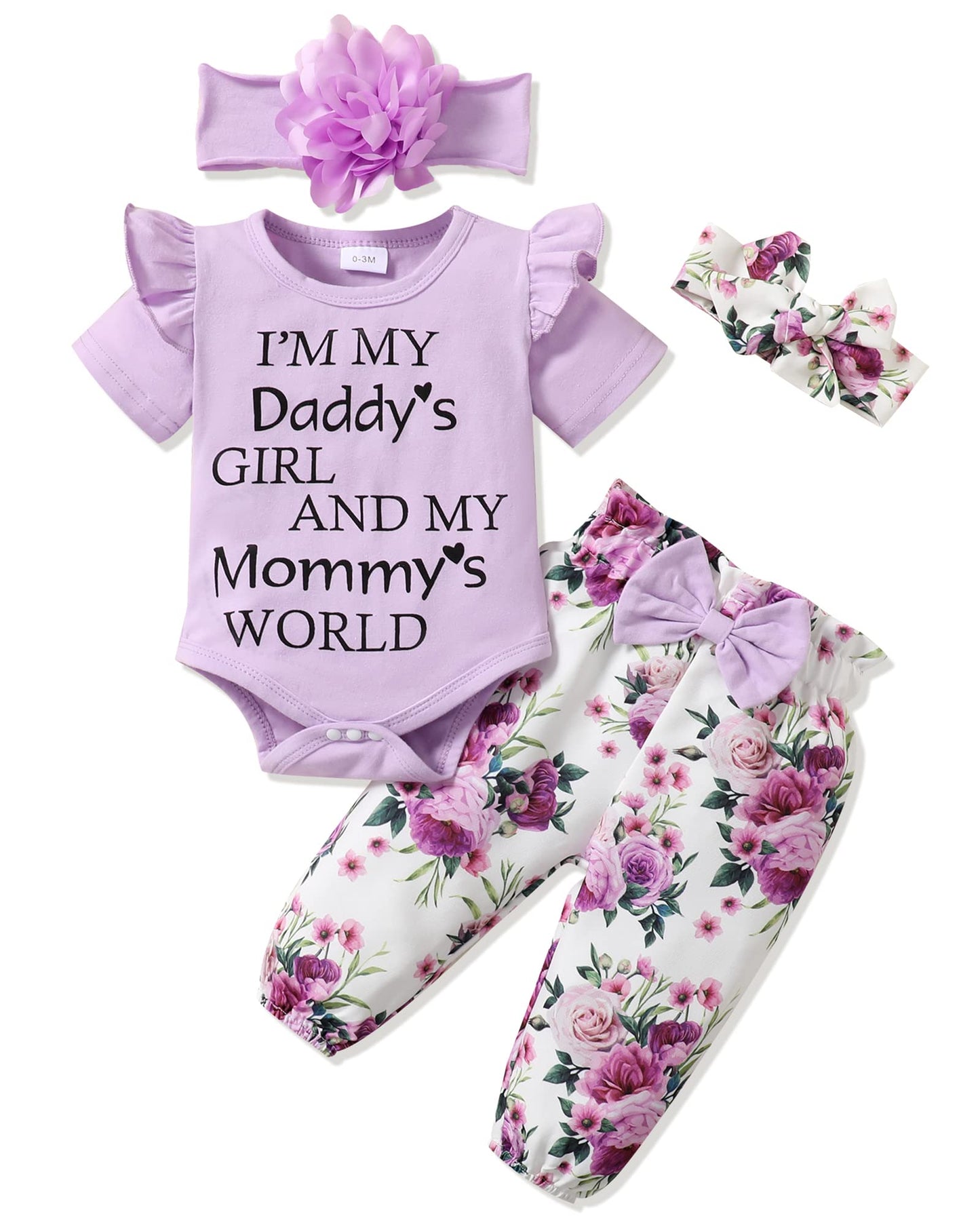 SUNNY PIGGY Newborn Infant Baby Girl Clothes Ruffle Romper Toddler Girl Floral Cotton Pant Sets Girls Clothing Outfit