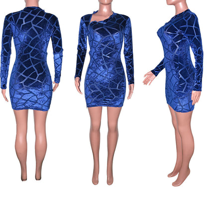 Uni Clau Women Sexy Sheer Mesh Boydcon Midi Dress See Through Printed Long Sleeve Midi Skinny Clubwear Party Dress