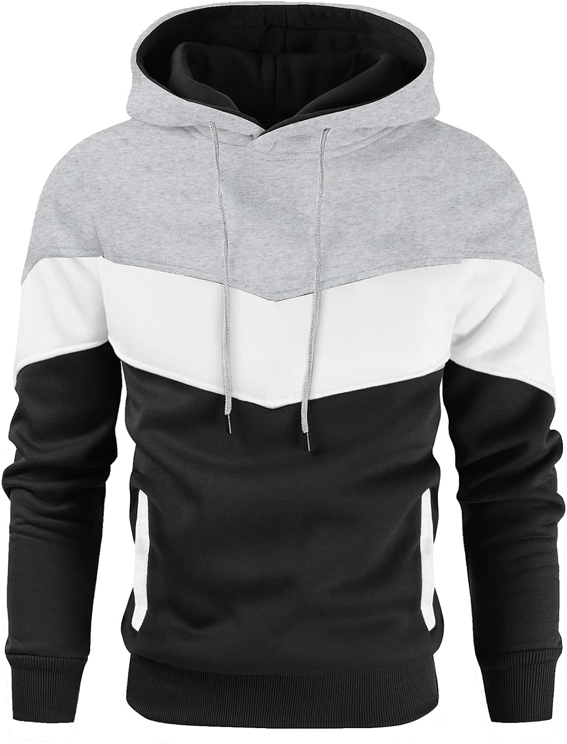 Gesean Men's Novelty Color Block Pullover Fleece Hoodie Long Sleeve Casual Sweatshirt with Pocket