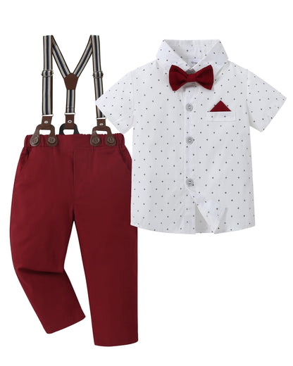 DISAUR Baby Boy Clothes Suits Toddler Dress Shirt With Bowtie Suspender Pants Outfit Sets Gentleman Wedding 1-6 Years