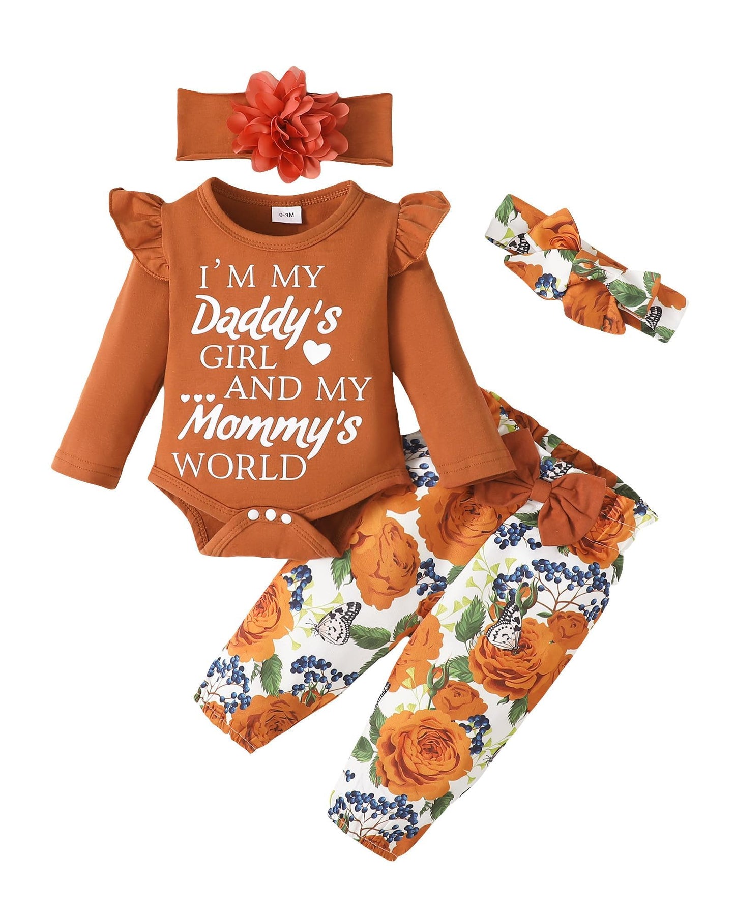 SUNNY PIGGY Newborn Infant Baby Girl Clothes Ruffle Romper Toddler Girl Floral Cotton Pant Sets Girls Clothing Outfit