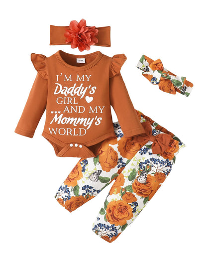 SUNNY PIGGY Newborn Infant Baby Girl Clothes Ruffle Romper Toddler Girl Floral Cotton Pant Sets Girls Clothing Outfit