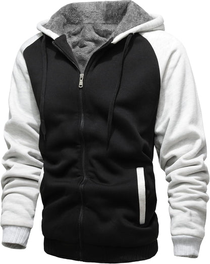 GXAMOY Men's Winter Fleece Hoodies for Men Heavyweight Warm Thick Full Zip Up Sweatshirt Outerwear