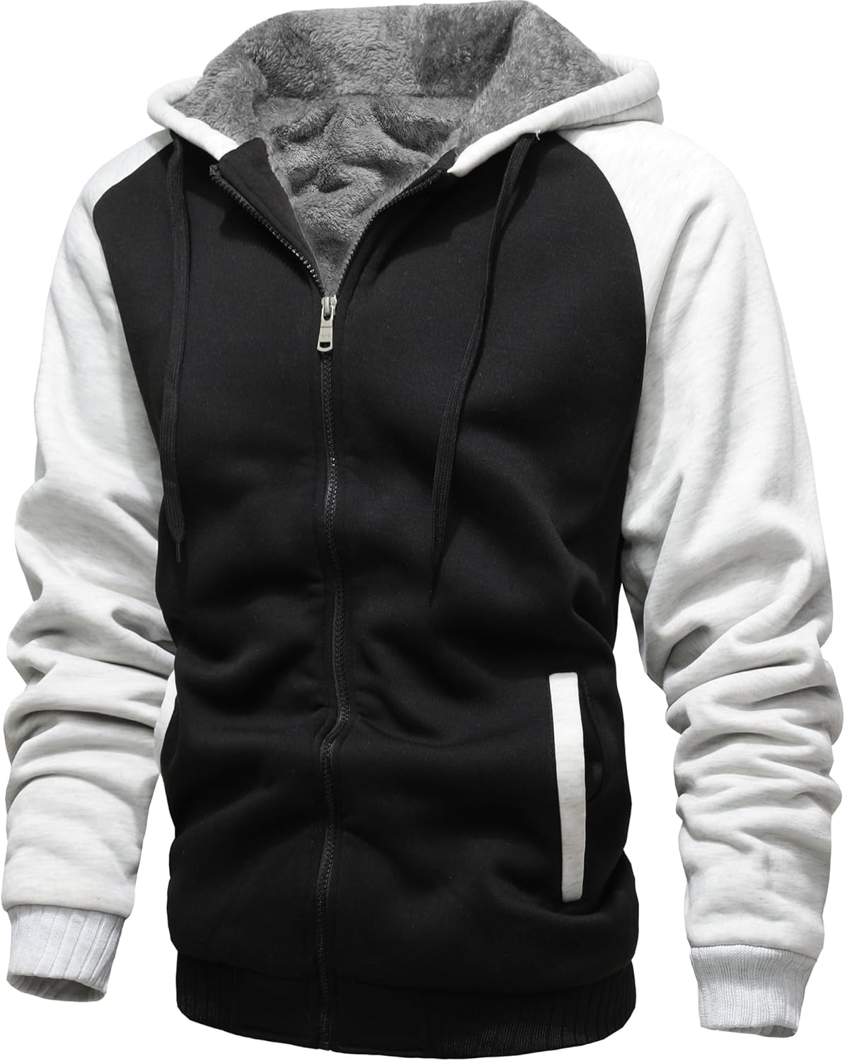 GXAMOY Men's Winter Fleece Hoodies for Men Heavyweight Warm Thick Full Zip Up Sweatshirt Outerwear