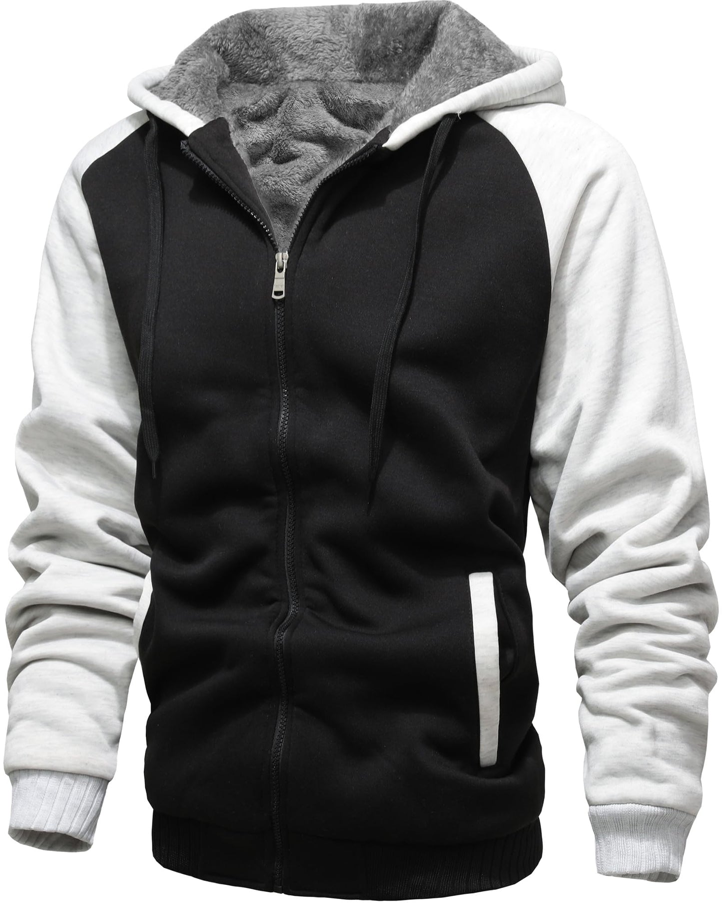 GXAMOY Men's Winter Fleece Hoodies for Men Heavyweight Warm Thick Full Zip Up Sweatshirt Outerwear