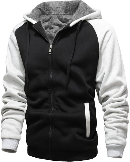 GXAMOY Men's Winter Fleece Hoodies for Men Heavyweight Warm Thick Full Zip Up Sweatshirt Outerwear