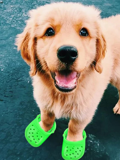 4 PCS Small Dog Sandals, Shoes for Dogs, Candy Colors Dog Sandals for Photo, Doggy Rubber Slipper Shoes Pink