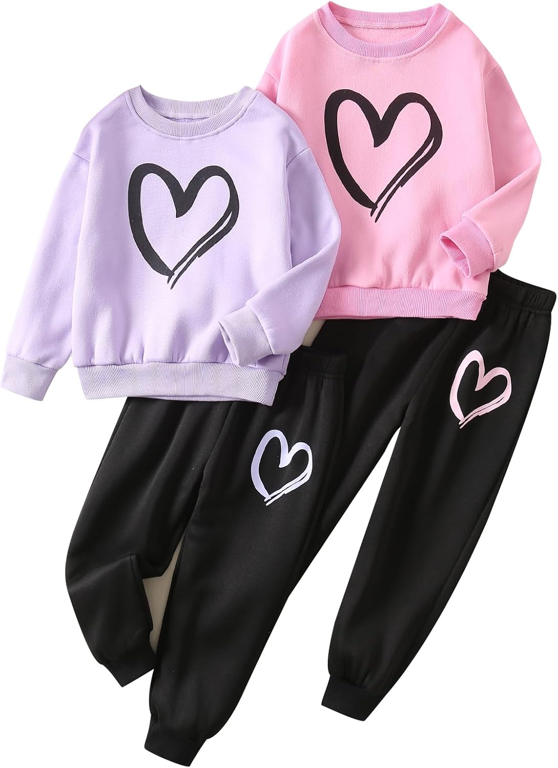 Girls Outfits 4 Piece Long Sleeve Sweatshirt Cargo Pants Fall Winter Clothing Set Multicolor 3-12Y