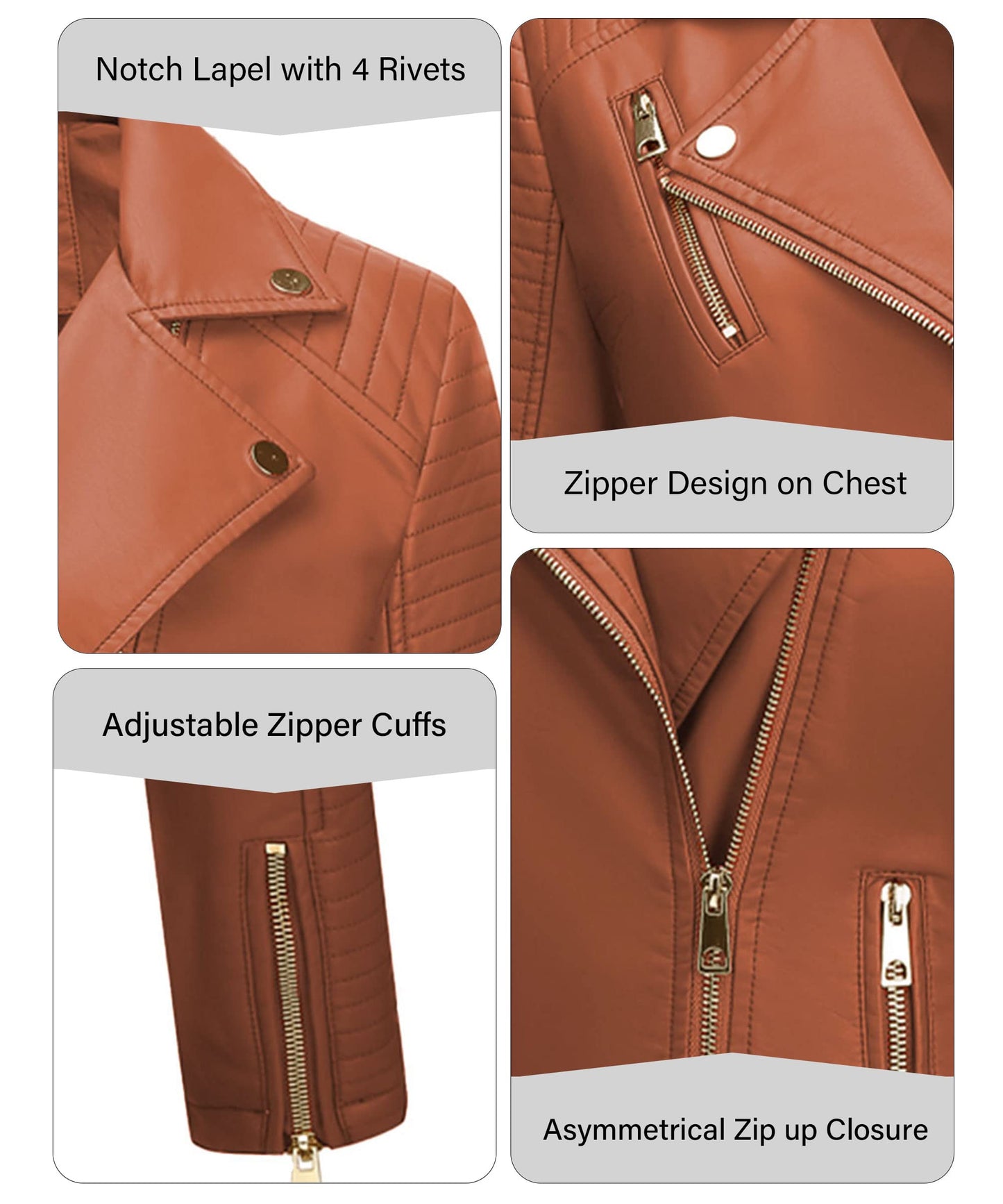 Bellivera Women's Faux Leather Casual Jacket 2025 Spring Trendy Motorcycle Outfits Lightweight Classic Coat