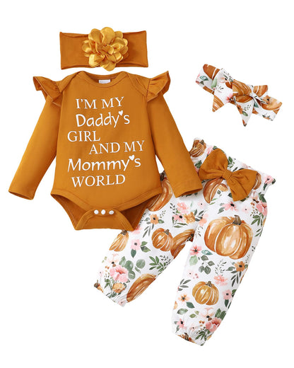 SUNNY PIGGY Newborn Infant Baby Girl Clothes Ruffle Romper Toddler Girl Floral Cotton Pant Sets Girls Clothing Outfit