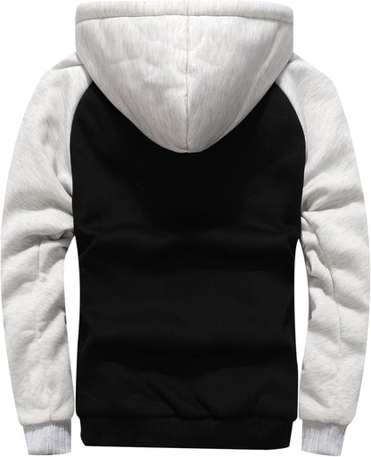 GXAMOY Men's Winter Fleece Hoodies for Men Heavyweight Warm Thick Full Zip Up Sweatshirt Outerwear