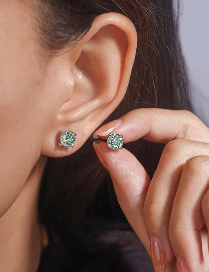 IMOLOVE Moissanite Stud Earrings for Women in Sterling Silver Hypoallergenic 1-3CT D Color Round Cut Moissante Earrings