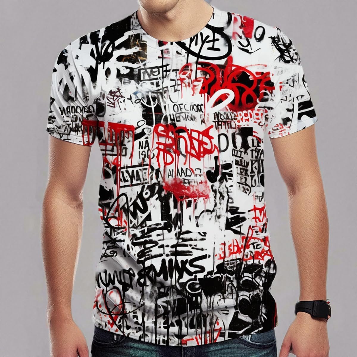 Mens Hip Hop Hipster Crew Neck Short Sleeve T-Shirt