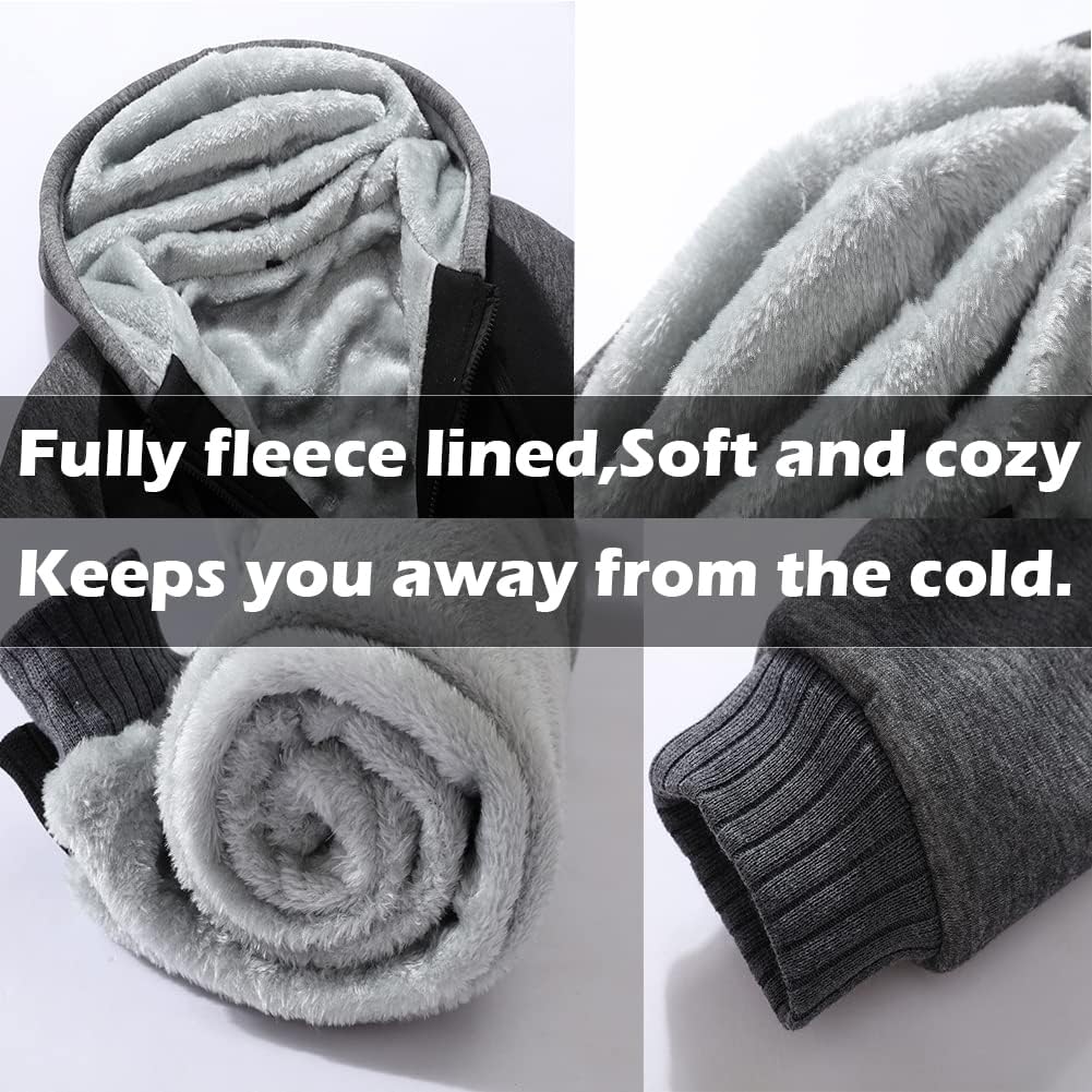 GXAMOY Men's Winter Fleece Hoodies for Men Heavyweight Warm Thick Full Zip Up Sweatshirt Outerwear
